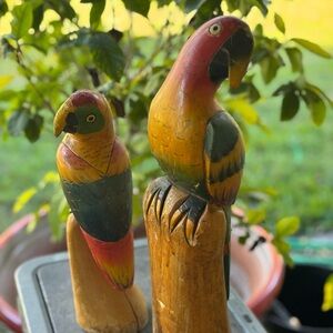2 HandCarved Folk Art Macaw Parrots in Balsa Wood – 16”,Vibrantly Hand Painted